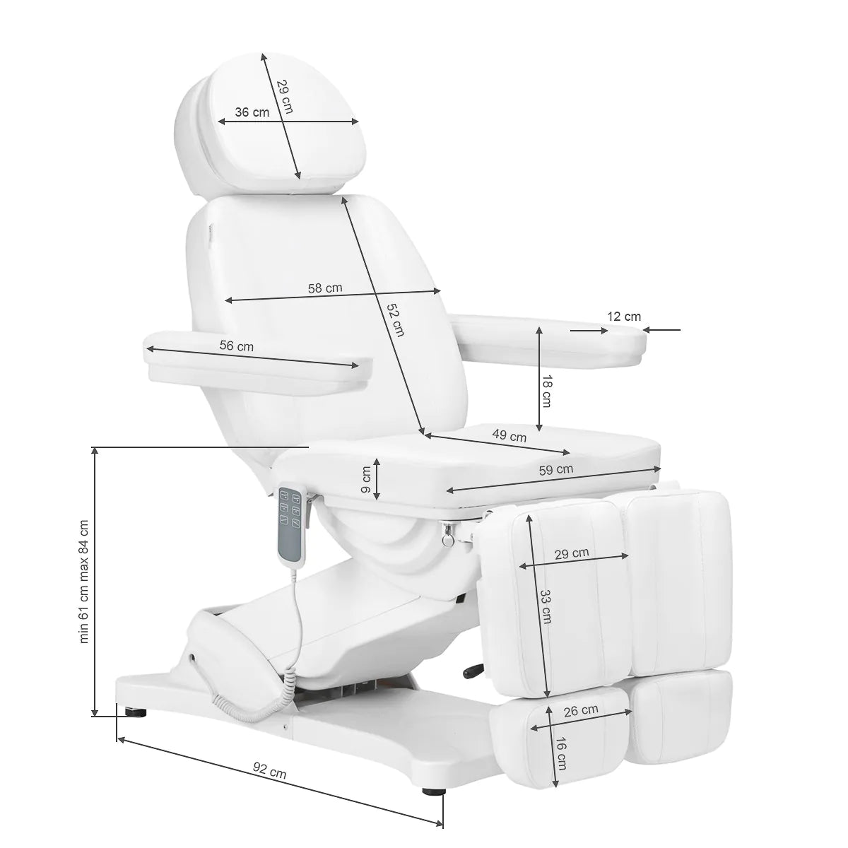 Stolica za pedikuru - VIRELLE siva - 3 motora