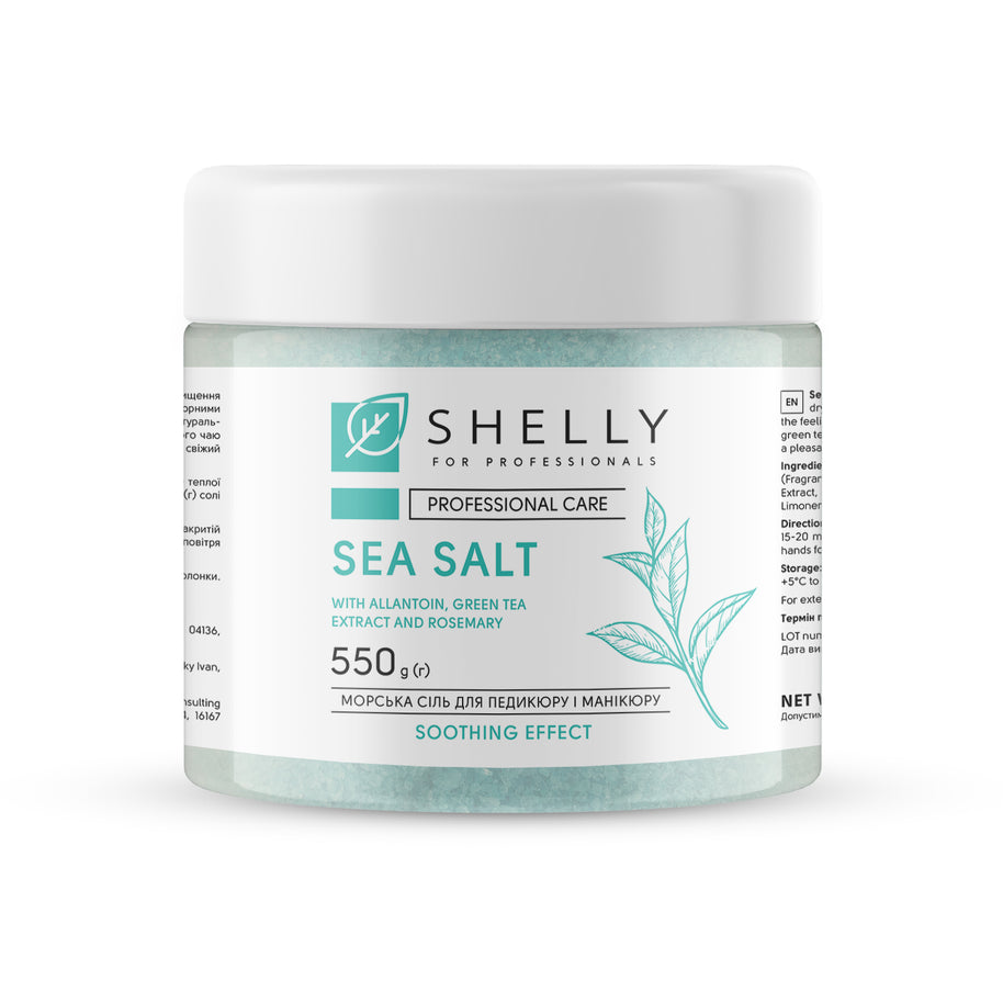 SHELLY Morska sol za pedikuro in manikuro z alantoinom, izvlečkom zelenega čaja in rožmarinom Shelly 550 g - Bellu