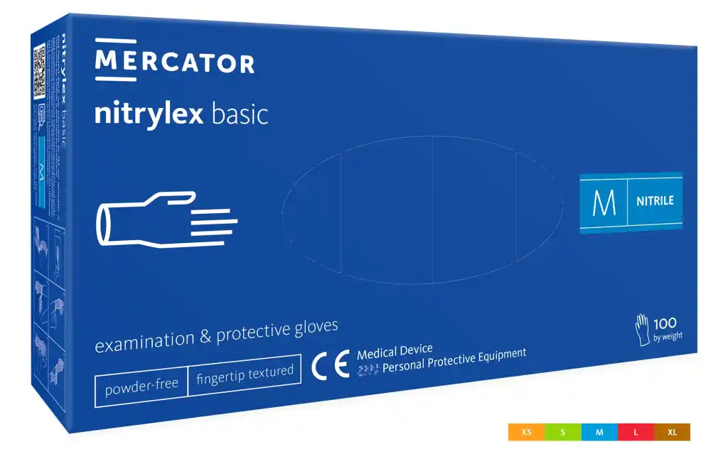 Modre nitrilne rokavice za enkratno uporabo brez pudra - MERCATOR
