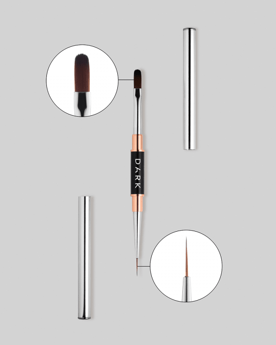 DARK DARK - Dvostranski čopič – liner 10 mm + zaobljen gel 12 mm - Bellu
