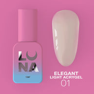 LUNAMOON Elegant Light Acrygel 01, 13 ml – odtenek in steklenička