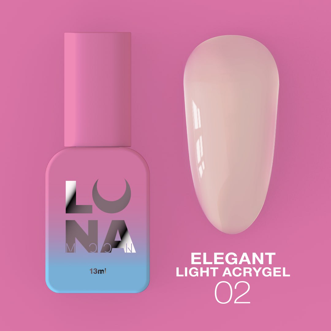 LUNAMOON Elegant Light Acrygel 02, 13 ml – odtenek in steklenička