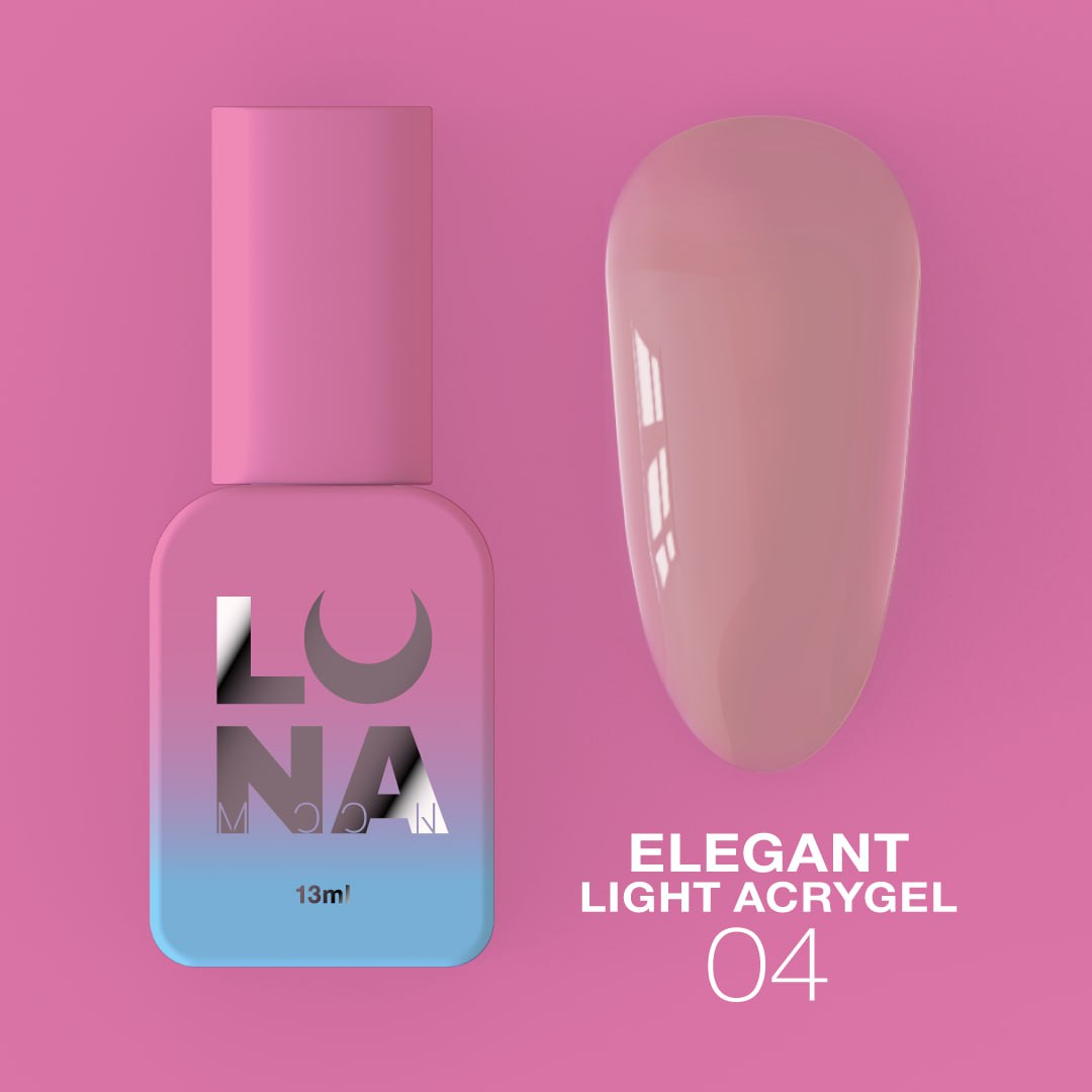 LUNAMOON Elegant Light Acrygel 04, 13 ml – odtenek in steklenička
