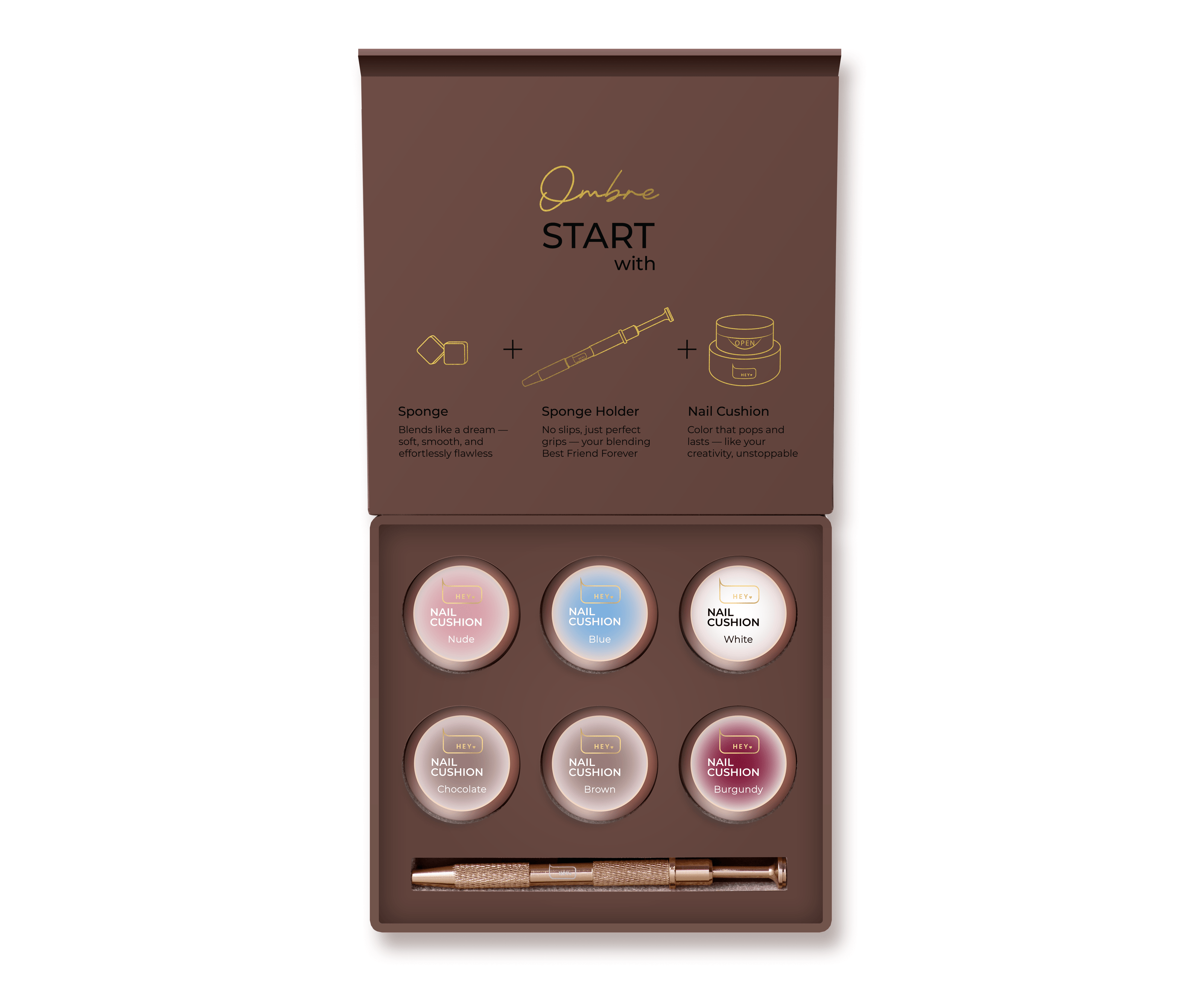 HEY LOVE - Nail cushion set - Brown 6 pcs - Bellu