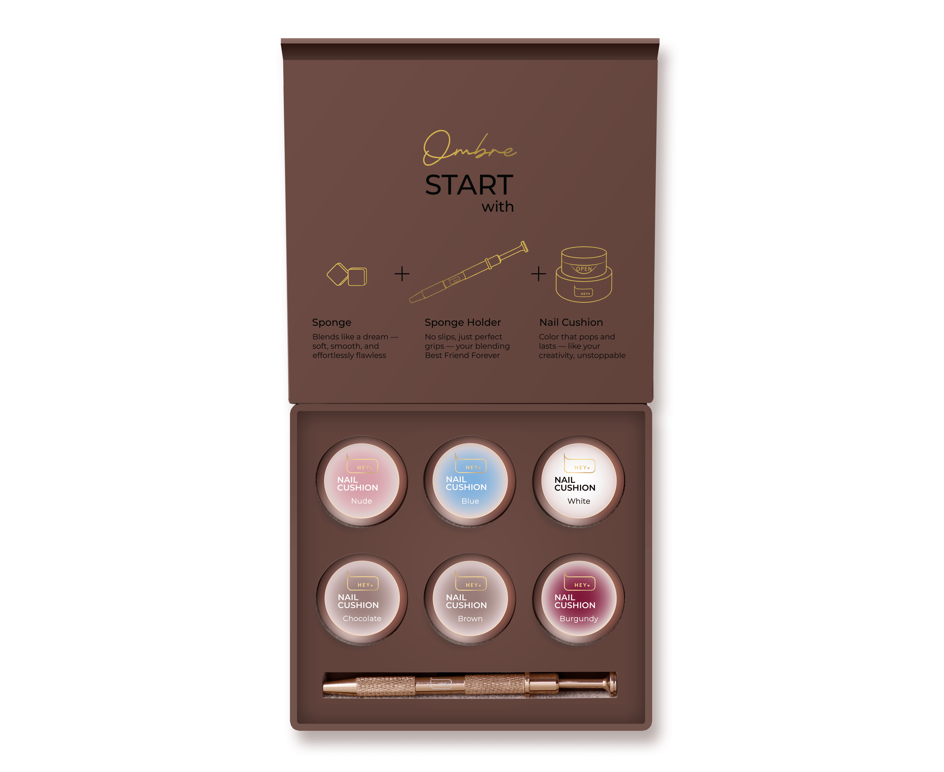 HEY LOVE HEY LOVE - Nail cushion set - Brown 6 pcs - Bellu