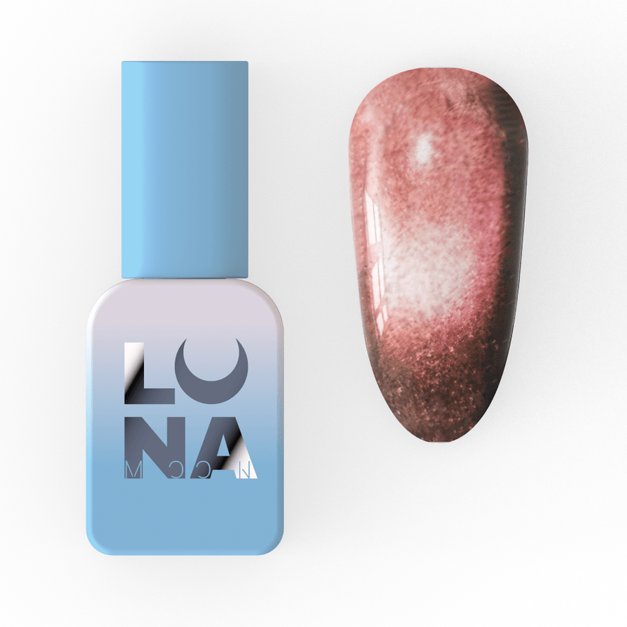 Lunamoon Color cat eye gel lak 252 8 ml – embalaža in odtenek na nohtu – Bellu