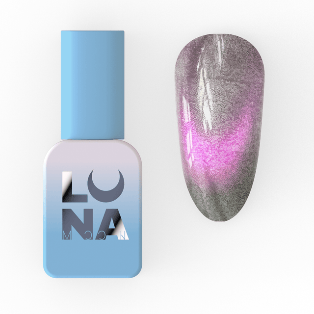 Lunamoon Color cat eye gel lak 253 8 ml – embalaža in odtenek na nohtu – Bellu