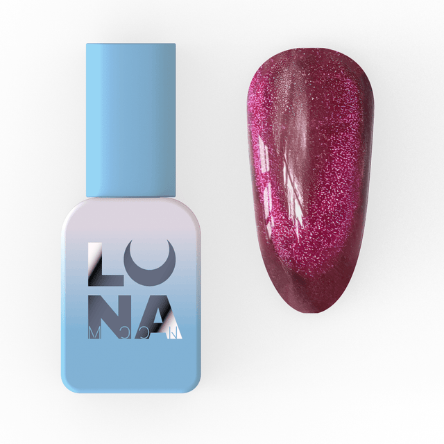 Lunamoon Color cat eye gel lak 254 8 ml – embalaža in odtenek na nohtu – Bellu