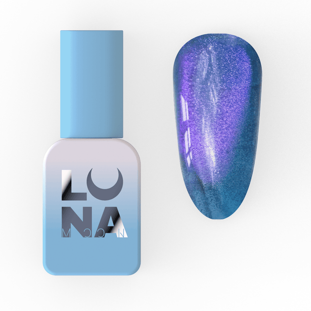 Lunamoon Color cat eye gel lak 255 8 ml – embalaža in odtenek na nohtu – Bellu
