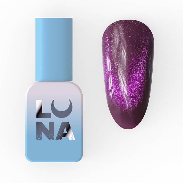 Lunamoon Color cat eye gel lak 256 8 ml – embalaža in odtenek na nohtu – Bellu