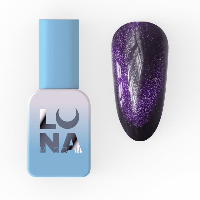 Lunamoon Color cat eye gel lak 258 8 ml – embalaža in odtenek na nohtu – Bellu