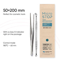 Bellu MicroSTOP ECO - Sterilizacijska vrečka z indikatorjem (razred 4) - 50 × 200 mm - bela/rjava - Bellu