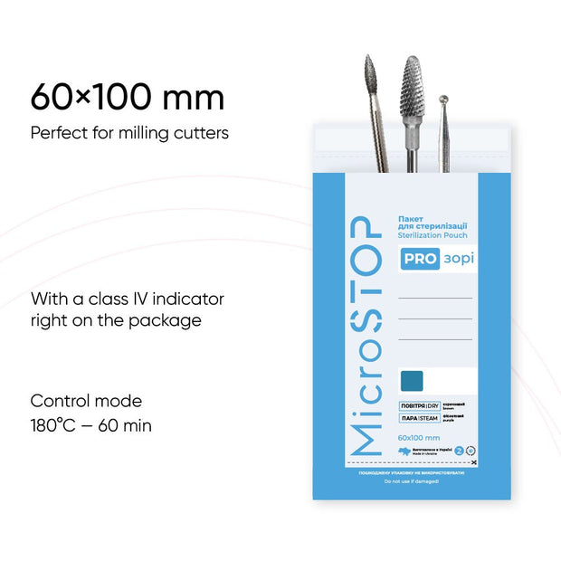 MicroSTOP MicroSTOP - sterilizacijska vrečka z indikatorjem (razred 4) - 60* 100 mm - s prosojno fronto - Bellu