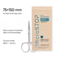 Bellu MicroSTOP - Sterilizacijska vrečka z indikatorjem (razred 4) - 75 × 150 mm - bela/rjava - Bellu