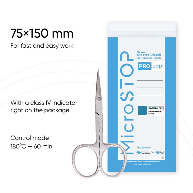 MicroSTOP MicroSTOP - sterilizacijska vrečka z indikatorjem (razred 4) - 75×150 PRO - s prosojno fronto - Bellu