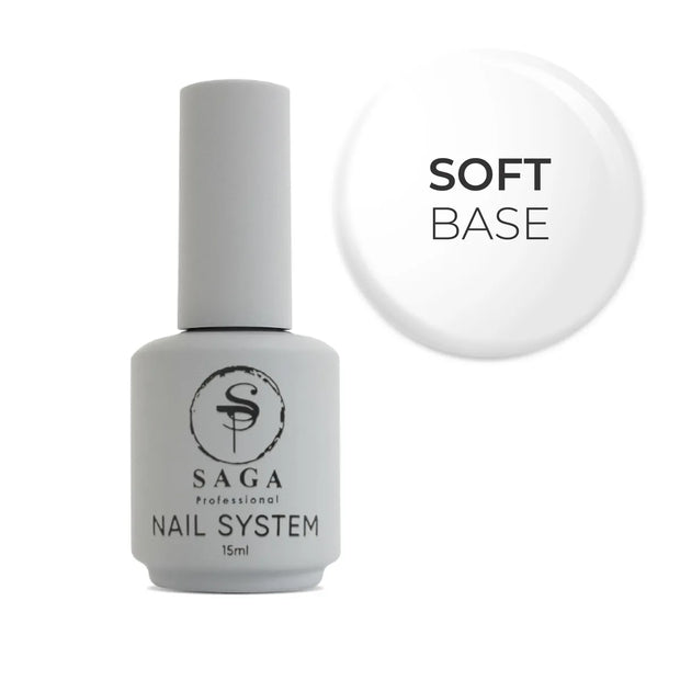SAGA Soft Base 15 ml – prožna gumijasta baza za nohte