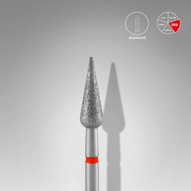 STALEKS PRO STALEKS - diamantni nastavek ostro hruškast rdeč 4/12mm - Bellu
