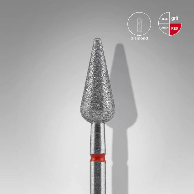 STALEKS PRO STALEKS - diamantni nastavek ostro hruškast rdeč 5/12mm - 9+1 AKCIJA - Bellu